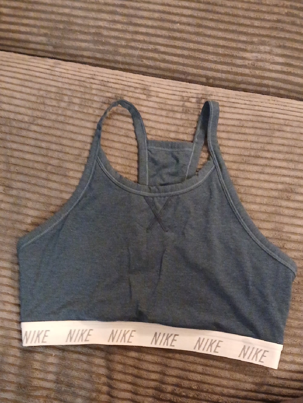 Nike Deep Teal Classic Racerback Sports Bra with White Logo Band